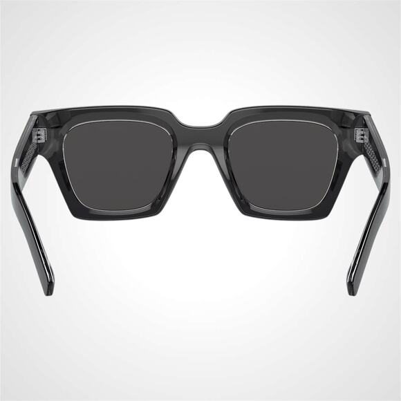 New Dolce & Gabbana Sunglasses Black Crystal Acetate Square Gray Lens